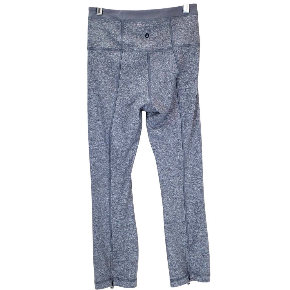 Lululemon Groove Yoga Pant Size 4 Gray w/ Colorful Floral Waist Athleisure Sport - Picture 2 of 10